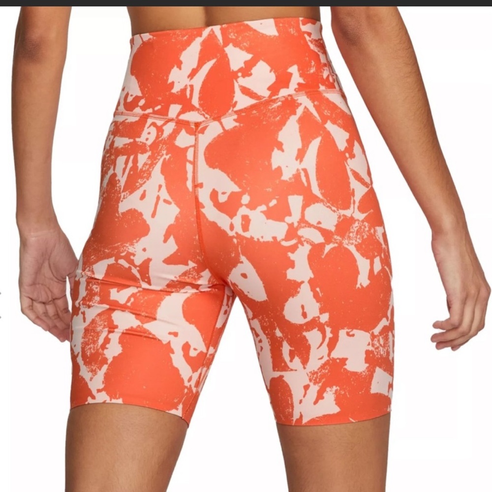 New Nike Women's One Luxe Icon Clash Training Bike Shorts Orange small - Picture 10 of 12